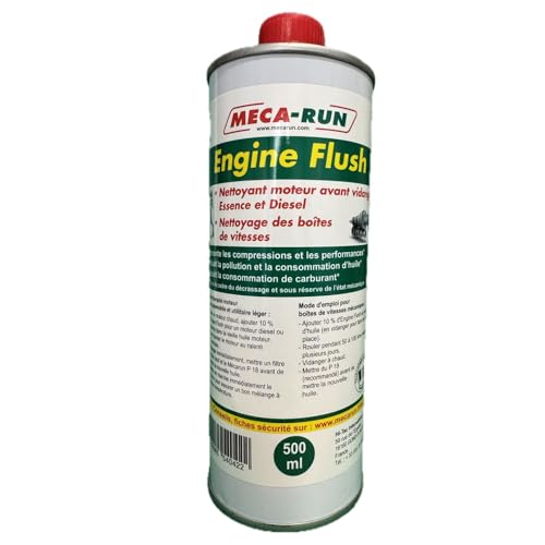 Mecarun Engine Flush EF500 - Nettoyant moteur avant vidange essence diesel GPL - 500 ml - D&eacute;crasse boues, calamine, segments - Remonte les compressions - Fabriqu&eacute; en France