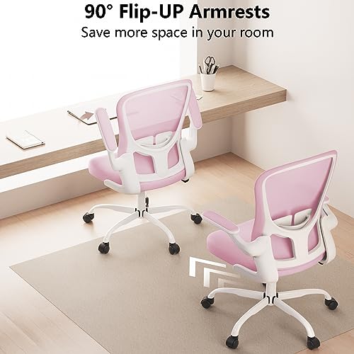 Image of Ergonomic Office Chair, Comfort Swivel Home Office Task Chair, Breathable Mesh Desk Chair, Lumbar Support Computer Chair with Flip-up Arms and Adjustable Height