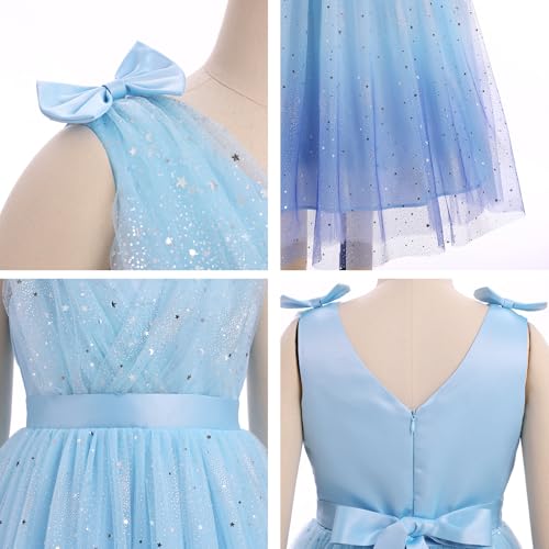 IMEKIS Flower Girls Dress Rainbow Sparkly Tulle Formal Wedding Party Graduation Prom Ball Gown 3-10T4