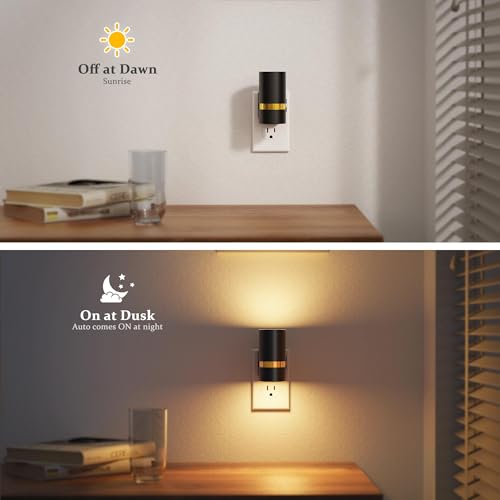 Image of JandCase Night Lights Plug into Wall,2 Pack Amber /3000k /5000K Color Change Night Light with Dusk to Dawn, 3CCT & 10 /25 /50 /75 /100LM Dimmable Plug in LED Nightlight for Bedroom, Hallway, Stairs