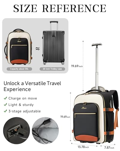 Carry On Backpack with Wheels for Adults, Airline Approved Rolling Backpack for Women, Foldable Bottom Travel Laptop Backpack2