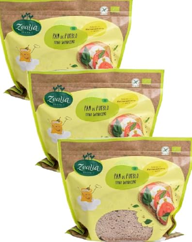 Pack 3x Pan de PuebloTrigo Sarraceno Sin Gluten Bio 330g | Ecológico y Alto en Fibra | Apto para Celíacos | Sin Lactosa ni Conservantes | Vegano