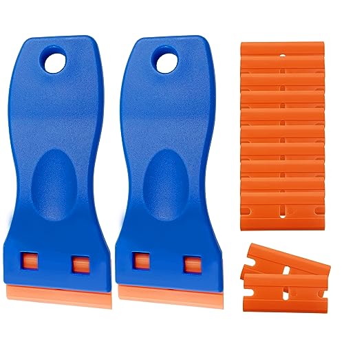 Fousenuk Rasqueta Vitroceramica, 2 Piezas Rascador con 100 Cuchillas, Espatula Plastico, Espátulas...