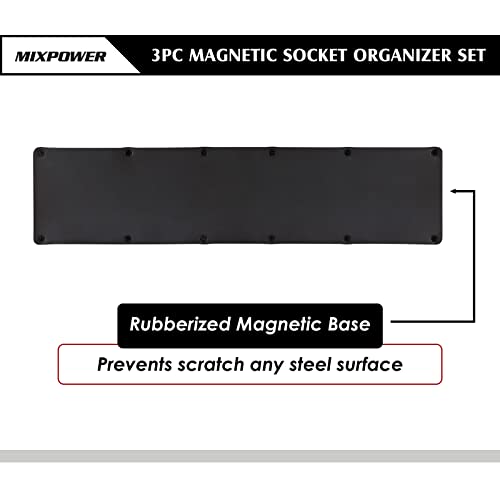 Image of MIXPOWER 1 /4 inch,3 /8 inch,1 /2 inchDrive SAE Magnetic Socket Organizers, Total 68 Slots, SAE Socket Holders for Tool Chest, Sockets not Included