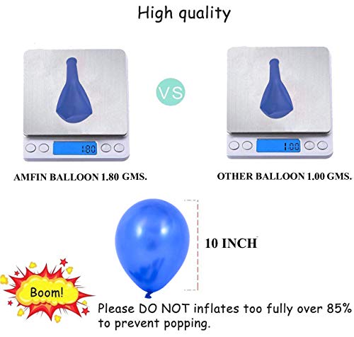 AMFIN 10 Inch Blue Metallic Balloons - Pack Of 50