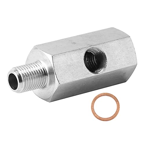 Klanata Oil Pressure Sensor Tee Adapter, NPT Male to M10x1.0 Female, 1/8in to M10 Supply Line Fitting, Universal Fit for Gauge Installation