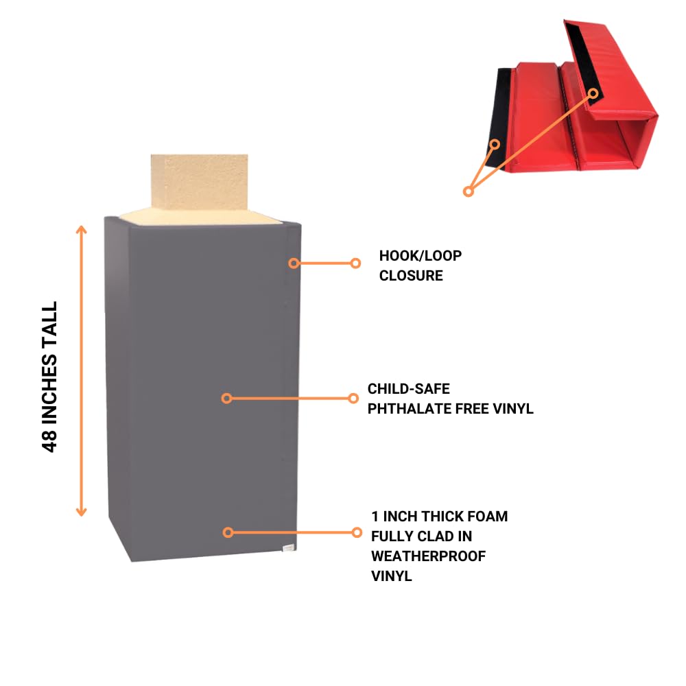 We Pad It Safety Pole Pad, for Square Pole Only, 4 FT Tall, 1” Thick Foam, Weatherproof, UV-Resistant, Hook/Loop Closure
