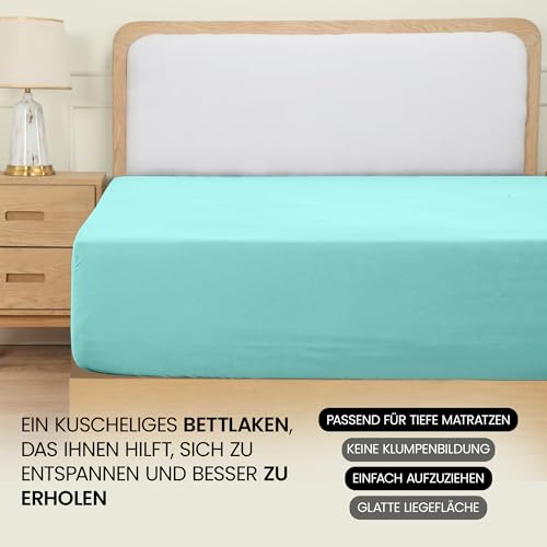 Utopia Bedding - Spannbettlaken 180x200cm - Spa Blau - Gebürstete Polyester-Mikrofaser Spannbetttuch - 35 cm Tiefe Tasche 6