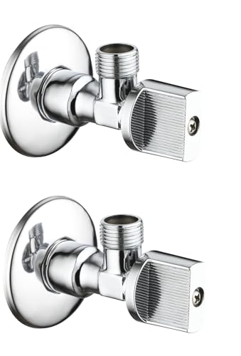 llave de paso 1/2'-3/8', contiene 2 unidades. Llave de escuadra, válvula de corte de agua, ideal para baños, cocinas, bares o restaurantes (Mando metálico)