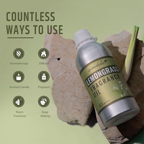 Image of Aromahpure Lemongrass Aroma Oil | 500ml Undiluted & Natural | Long-Lasting Scent for Aromatherapy, Candle & Soap Making, Diffusers, Room Freshener, Humidifier, Bathroom Revitalizer & Home Essentials