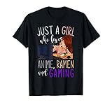 solo una ragazza che ama anime ramen e gaming ragazze anime maglietta