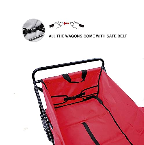 FAZENHUA Klappbarer Bollerwagen, Tragkraft 90 kg, tragbar mit 4 Rädern und Stahlbremsen, Trolley, Faltbarer Ziehwagen, Handtransportwagen, zusammenklappbar/B: Schwarz – Bild 5