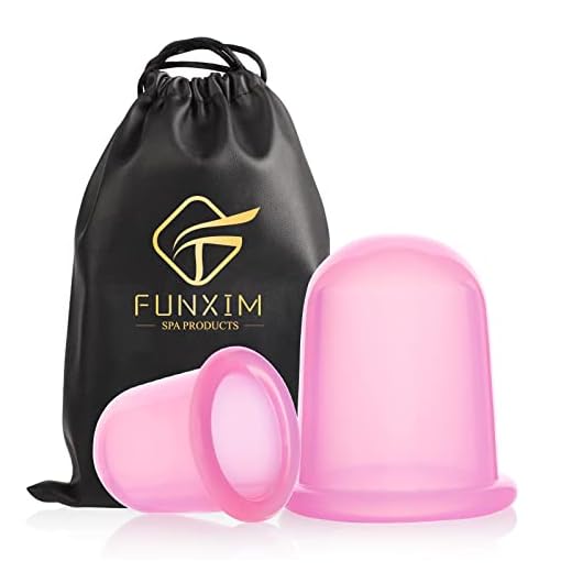 Funxim Silikon-Schröpf-Therapie-Set, Anti-Cellulite-Becher, Vakuummassage-Becher-Kit für Gesundheits- und Schönheitspflege, mit Geschenktüte 2 Stück (groß und mittel) Rosa