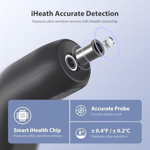 iHealth Touchless Thermometer for Adults and Kids, Color-Coded Alert & Silent Mode, 1-Second Accurate Fever Check, Portable for Home, Travel Use - PT2L Black - image 6