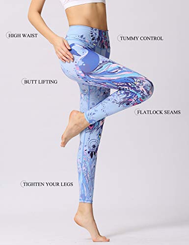 Tanst Sky Yoga Leggings for Women, Plus Activewear Pants 7/8 Length Cycling Tigths Lightweight 4 Way-Stretch Shapewear Soft Polyester Tummy Control Compression Apparel Blue XX-Large - Thumbnail 5