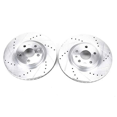 Image of PowerStop Evolution Front Brake Rotors for Cadillac CTS 2008-14 | Chevrolet Caprice 2011-17 - Drilled & Slotted Performance Disc Rotors Upgrade, AR82125XPR