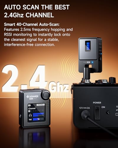 Image of Donner Wireless in Ear Monitor System, Stereo IEM System with Transmitter, Beltpack Color Screen Receiver, 2.4G IEM Wireless for Band Rehearsal, Live Performance, Studio, CV-3