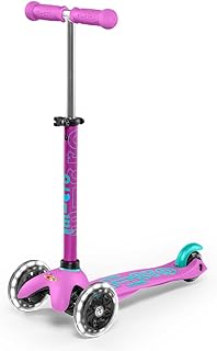 Scooters - Mini Deluxe Lavender with LED Wheels MMD150 |Adjustable Handlebar |3 Wheels |Max Load 50KG | Scooter for Kids | Kids Scooter | Scooter with LED Wheels | Scooter for Kids 2-5 Years