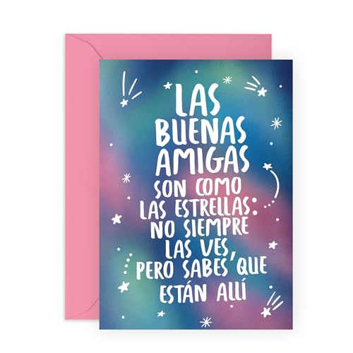 Central 23 Tarjeta de cumpleaños para amigas - LAS BUENAS AMIGAS SON COMO LAS ESTRELLAS - Lindas tarjetas de felicitación para mujer - Regalo de agradecimiento para la mejor amiga