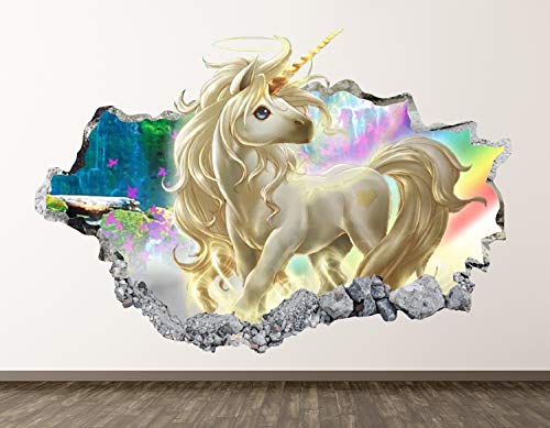 Unicorn Wall Decal Art Decor 3D Smashed Kids Fantasy Sticker Mural Nursery Girl Gift BL05 (30