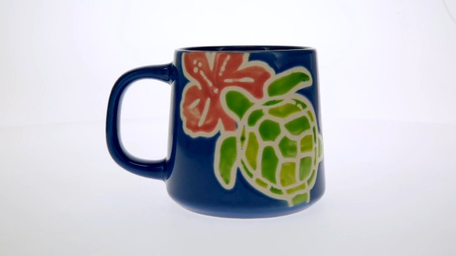 Taza artesanal Cape Shore 16oz diseño tortuga y flor miniatura 7