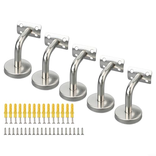 Stainless Steel Wall-Mounted Stair Railing Bracket for Oak, Pine & Stainless Steel Handrails – 60 mm Square Support with Screws(A)