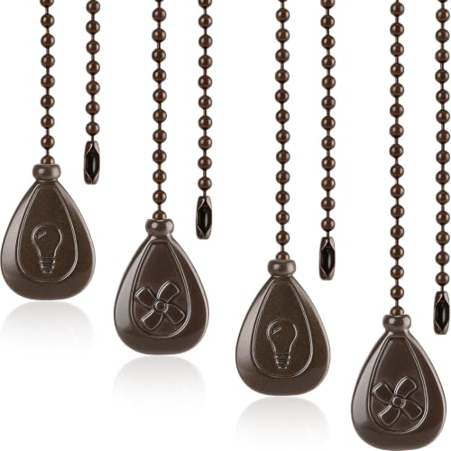 Image of Patelai 4 Pieces Ceiling Fan Pull Chain Extender Ornament 12 Inch Ceiling Pull Chain Extension Classic Drop Shaped Pendant Beaded Ball Cord for Fan Light lamp Decorative with Connector(Orb Color)