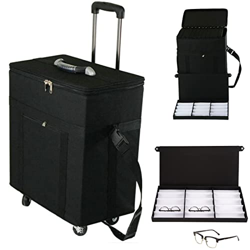 Eyeglasses Organizer 180 Slot Eyeglasses Display Box Sample Box Travel Trolley Box Oxford Cloth Compartments Eyeglasses Storage Case Travel Trolley Storage Display Case