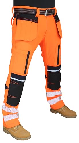 Pantalon de travail haute visibilité imperméable et coupe-vent pour chantier