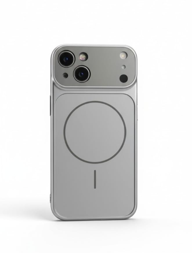 Image of Back Cover for iPhone 14 Case Soft Matte Glass Protective Camera Lens Plating with Magnetic for Magsafe Wireless Charging TPU Cover for iPhone 14 (Silver)