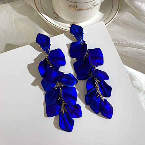 Gvusmil Acrylic Rose Petal Drop Dangle Earrings Bohemian Resin Square/Oval/Hoop/Flower/Heart Statement Earrings For Women Girls Gifts (Royal Blue) #TOP2