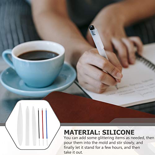 EXCEART 3Pcs Pen Hars Schimmel Siliconen Balpen Mallen Epoxy Gietmal Pen Vorm Mal Voor Diy Hars Ambachten Maken Wit - Image 6