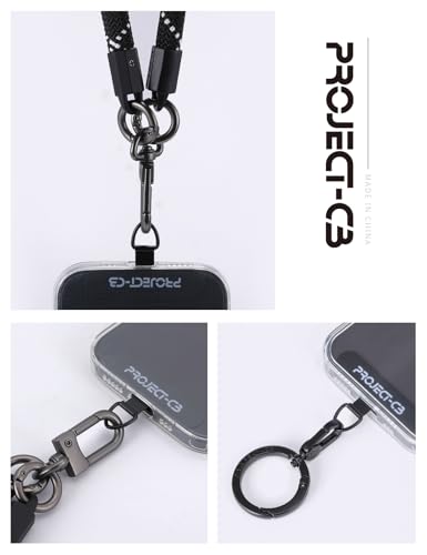 Phone Tether Tab ×1,Spring Ring ×1,Metal Patch,Universal Phone Lanyard Black - Photo 3 sur 29