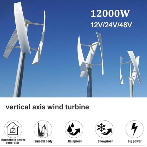 Kit de generador de viento de 12.000 W, turbina Helix Maglev con 3 cuchillas y controlador de carga para barcos, hogares, cenadores, uso industrial, solución de energía renovable