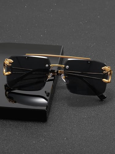 Image of 100-Pack Gold Zinc Alloy Rimless Double Bridge Sunglasses 7 Colors Wholesale Bulk UV400