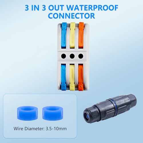 Dealikee 5PCS IP68 Waterproof Junction Box, Outdoor 3 Way Electrical Cable Connector - Image 4