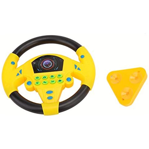 BigKing Children's Steering Wheel Toys,Plastic 21 x 3.5 x 21cm Toy Steering Wheel For Car Seat Baby Educational Copilot Steering Wheel Music Children Intelligent Toy(Yellow) Cover