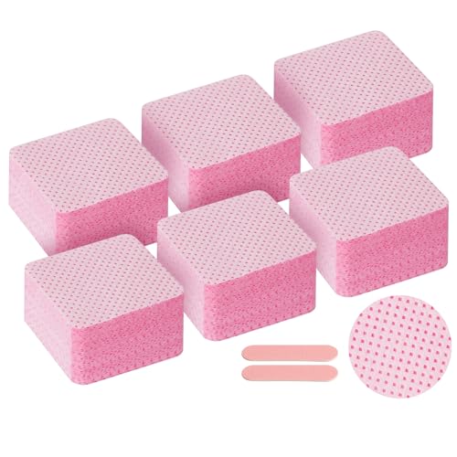 LOPHE - Toallitas de uñas sin pelusas (300 unidades, con 2 limas de uñas), limpiador de toallitas de barniz semipermanente, almohadillas de algodón para removedor de uñas, rosa