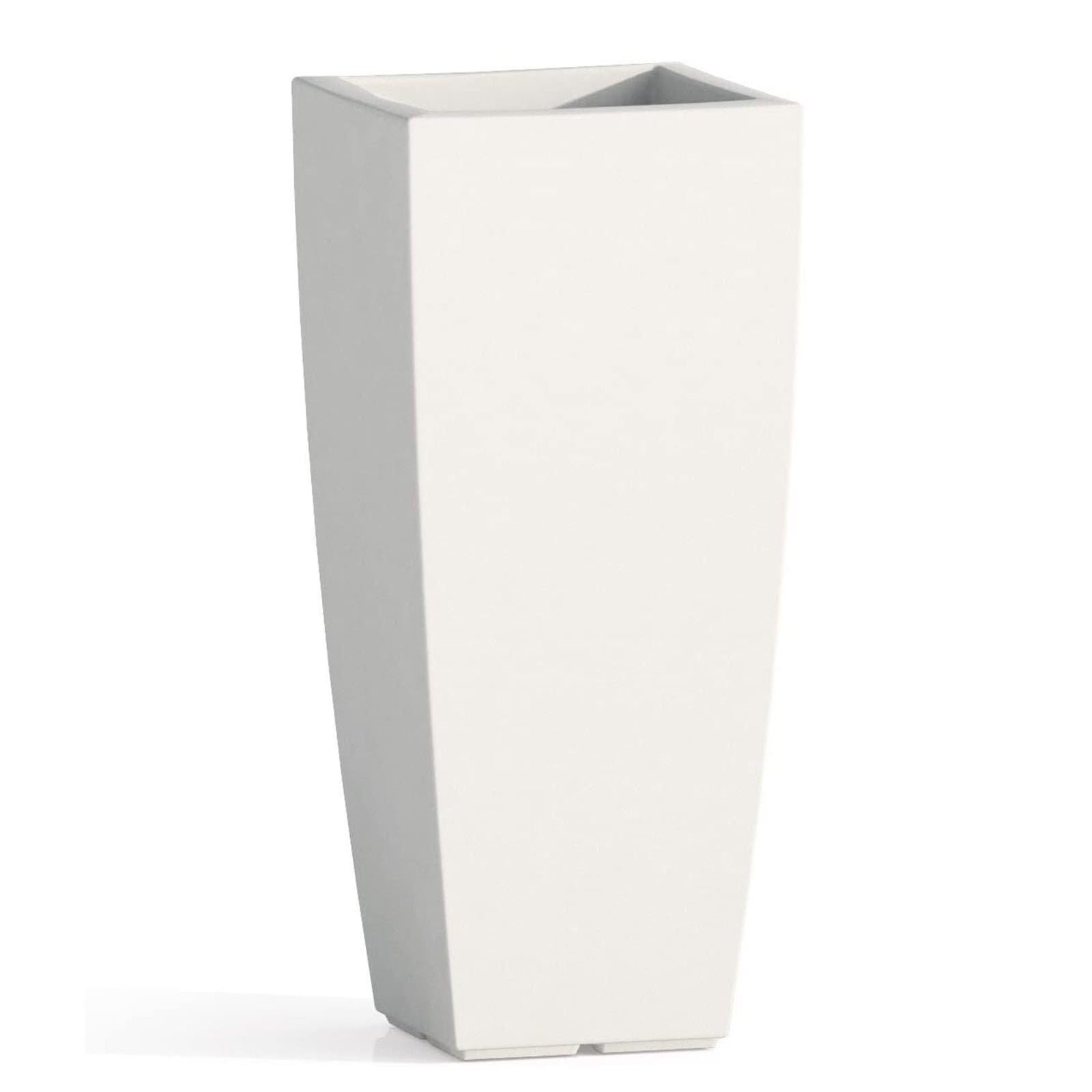 Decor Space Vaso Cromia Square quadrato e alto tinta unita in resina "Made in Italy" (70 cm, Bianco)