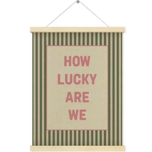QEJ Pink How Lucky Are We Canvas Poster Hanger Frame 12x16 Inch
