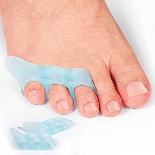 Sumifun 12 Packs Toe Separators for Overlapping Toes, Toe Straightener Offers Relief from Overlapping, Toe Spacers for Feet, Hammer Toe Straightener, Gel Bunion Corrector for Men or Women (Blue)