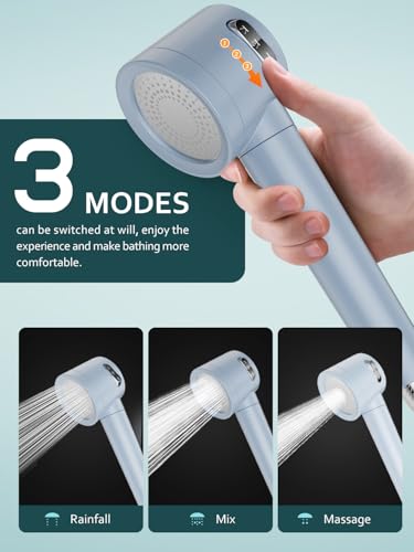 Ion Filtered Drops Shower Head with Handheld, High Pressure Shower Heads with 3 Spray, Showerhead with Filters Hand held for Hard Water, Remove Chlorine, Reduces Dry Itchy Skin