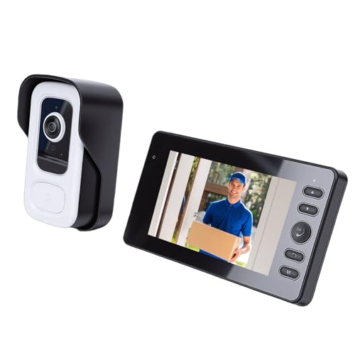 Luocute Wireless Video Doorbell Intercom System, 3MP 110° Wide Angle Lens WiFi Doorbell Camera with Monitor, 2 Way Audio Motion Detection No Monthly Fees, for Home Security with Long