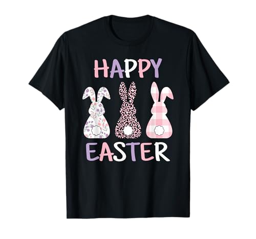 Happy Easter Cute Pink Bunny Rabbit Women Girls Kids T-Shirt