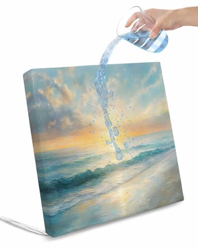 2 Pack Ocean Sunrise Coastal Waterproof Cushion Covers with Ties, Outdoor Patio Chaise Lounge Chair Seat Cushion Slip Covers Replacement(Only Cover) Summer Beach Abstract Art 22