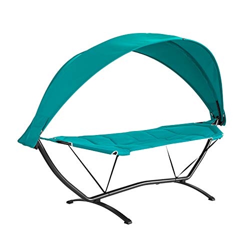 SoBuy OGS51-TB Hängematte mit Gestell Hängemattengestell mit Sonnendach Hängemattenständer Hängemattenhalter Outdoor Belastbarkeit 150kg BHT ca.: 273x181x115cm