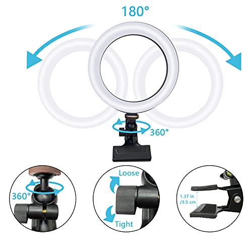 Ringlicht Laptop, POTOK 6.3" Videokonferenz Licht Ring Light mit Stativ und Clip für YouTube Live-Stream Selfie Portrait Volg Schminken – Bild 4