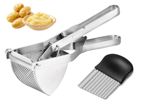 Kellegour Kartoffelpresse Aus Rostfreiem,Kartoffelpresse aus Rostfreiem Edelstahl und Edelstahl Gewellte Klinge,Kartoffel Gemüsehobel für Kartoffelpüree ohne Mühe,Obstsäfte,Gemüsebrei Kellegour Kartoffelpresse Aus Rostfreiem,Kartoffelpresse aus Rostfreiem Edelstahl und Edelstahl Gewellte Klinge,Kartoffel Gemüsehobel für Kartoffelpüree ohne Mühe,Obstsäfte,Gemüsebrei