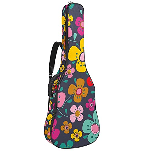 Sac basse acoustique et mandoline à motif fleur pour éviter les chocs en voyage