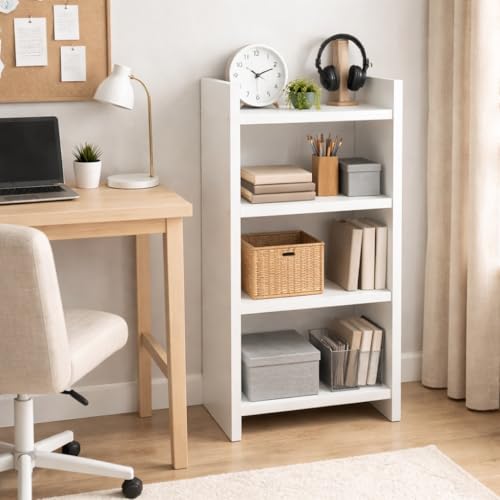 Image of ECOLINE Book Shelf for Home Library with Assembly | Laminated Engineered Wood Storage Rack for Living Room, Office, Kitchen, Bedroom (White, 3 Layer)